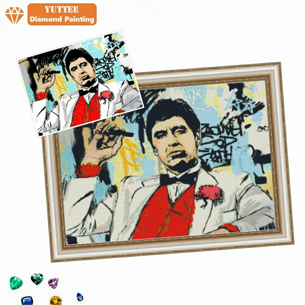 Tony Montana Full Square Round Cross Stitch Rhinestones 5D DIY Diamond Painting Embroidery Scarface Art Mosaic Home Decor