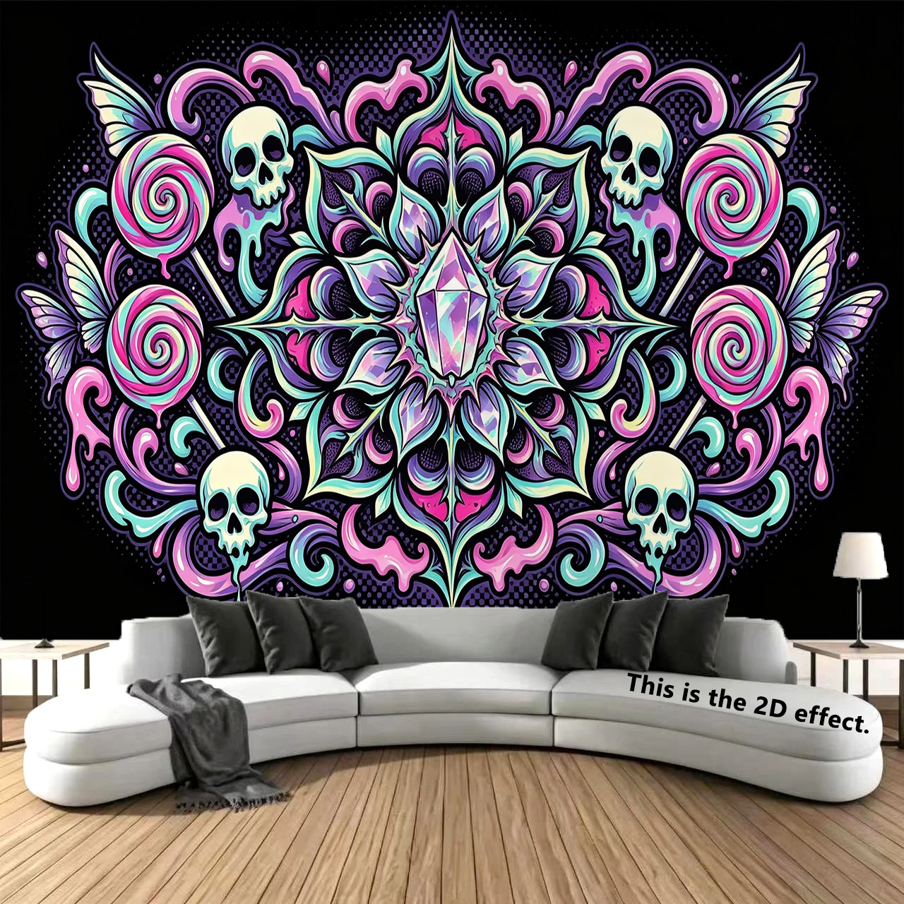 Pastel Goth Skull Background Cloth Hanging Cloth Bedroom Bedside Decorative Wall Cloth Dormitory Tapestry
