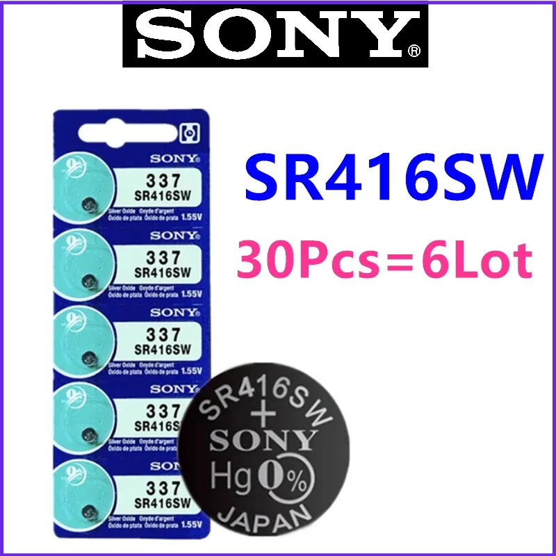 30Pcs Original Sony 337 SR416SW 364 SR621SW 371 SR920SW 377 SR626SW 379 SR521SW 395 399 SR927SW Button Batteria Coin Cells