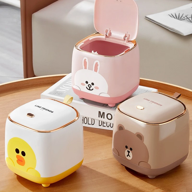 

Desktop Trash Can Household High-end Feeling Trash Bin with Lid Dormitory Bedroom Office Press-type Paper Basket Garbage Bin
