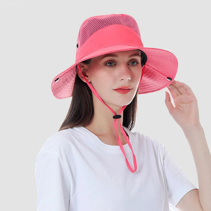 Hat Men Women Summer Sun Protection Big Brim Cap With String Accessory For Beach Fishing Swimming  Hiking Work Outdoor