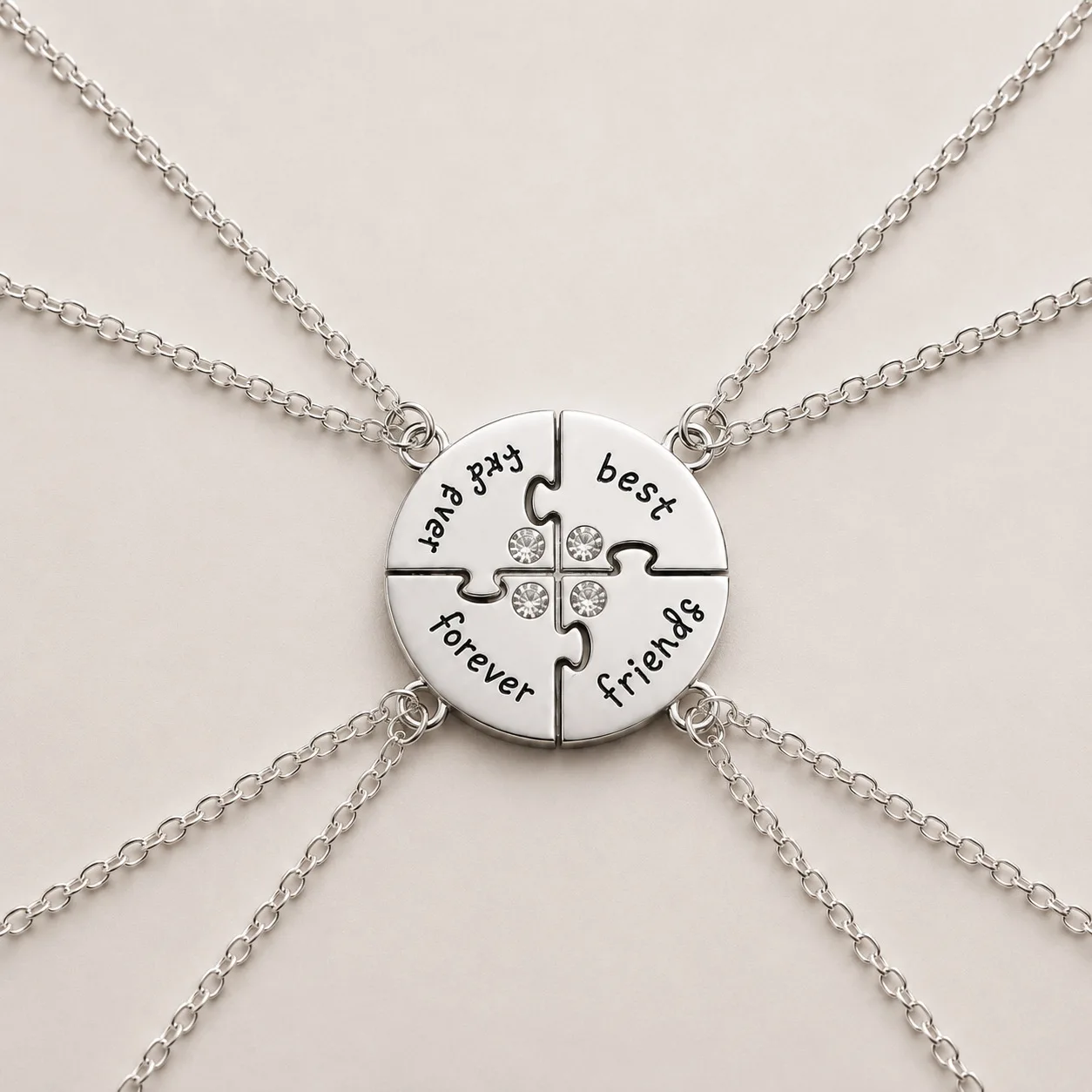 4Pcs Trendy Round Charm Necklace with The Letter 
