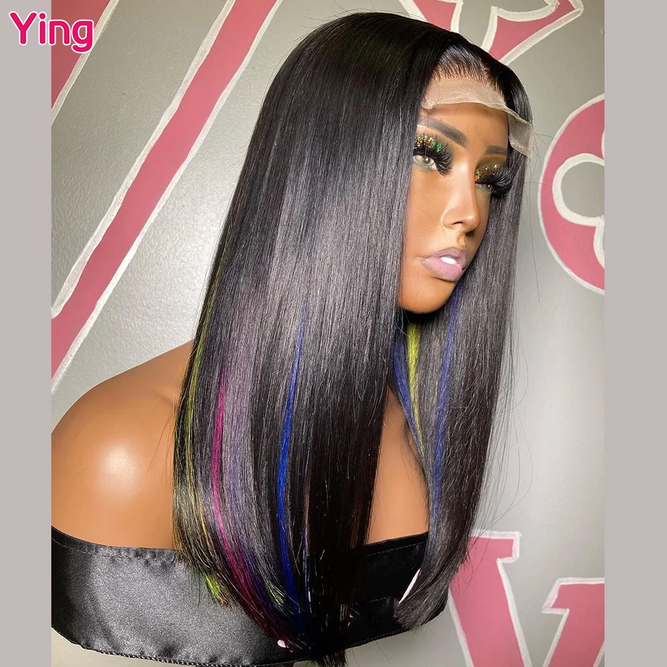 Ying Bone Straight Highlight Multicolor Pink 12 A 13x4 Lace Front Wig 13x6 Lace Front Wig PrePlucked 5x5 Transparent Lace Wig