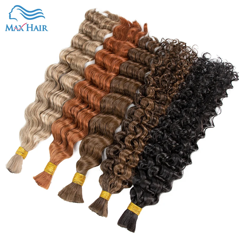 Bulk Hair for Braiding Deep Wave Human Hair Bulk No Weft Honey Blonde Hair Extensions 4 27 Ombre For Women Hair Bulk Extensions