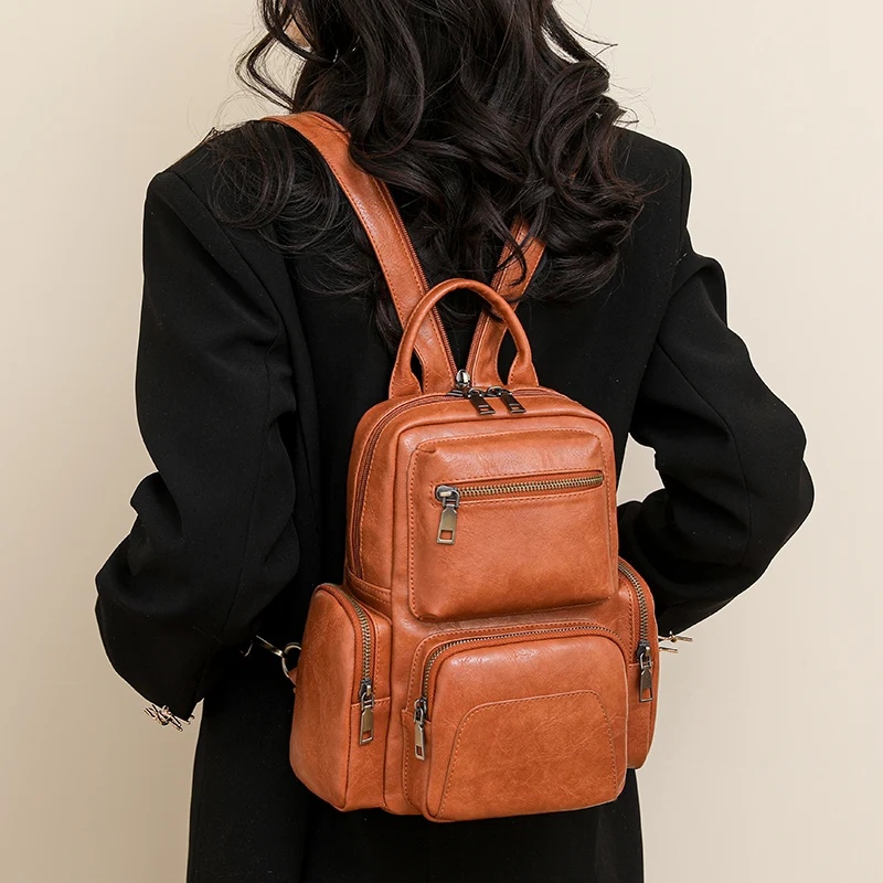 2024 Hot Sale Women’s Backpack New Designer High Quality Soft Leather Simple Fashion Backpack Antitheft Ladies Bags ﻿