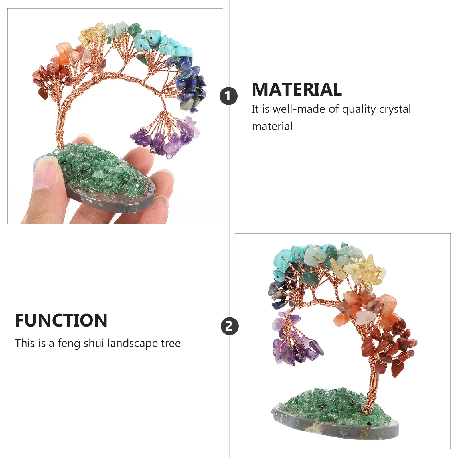 

1pc Money Tree Feng Shui Decor Crystal Gravel Fortune Ornament Home Desktop Adornment Wealth Tree Craft For Office Study Room