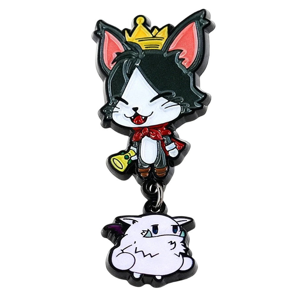 Final Fantasy VII Remake Cait Sith And Moogle Enamel Pin Video Game Peripheral Badge RPG Jewelry Gamer Fans Gift Collect