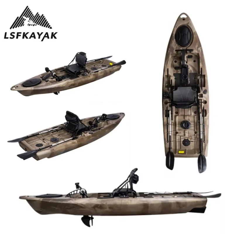 2025 نموذج جديد مصنع 3.28 متر مقعد واحد لصيد قوارب الكاياك مع دواسة كاياك بيع لشخص واحد يستخدم في البحيرة والبحر