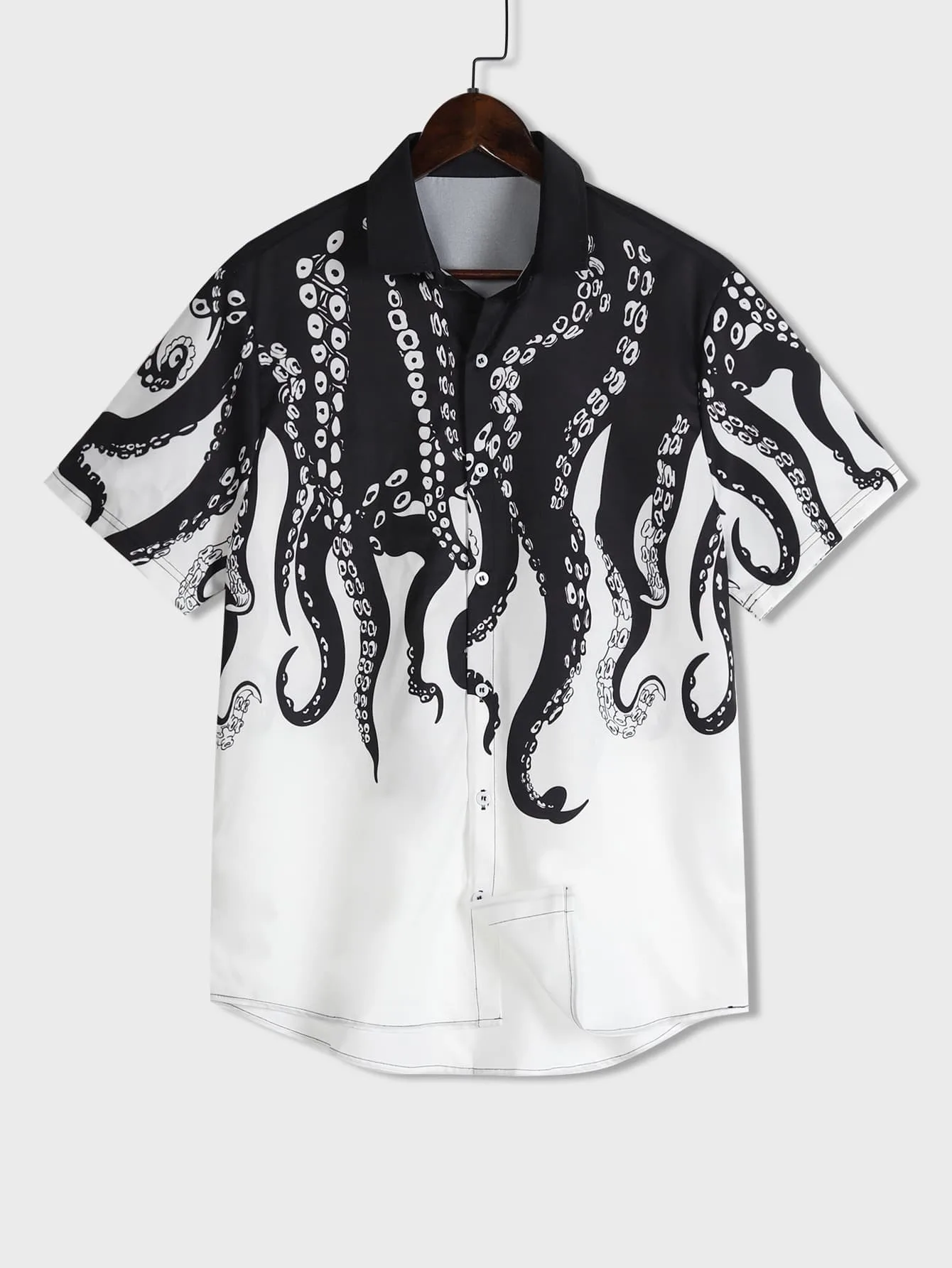 

2025 Summer New Arrival Y2K Style Menswear Street Octopus Print Shirt Trendy Brand Design Sense Short Sleeve Loose Top