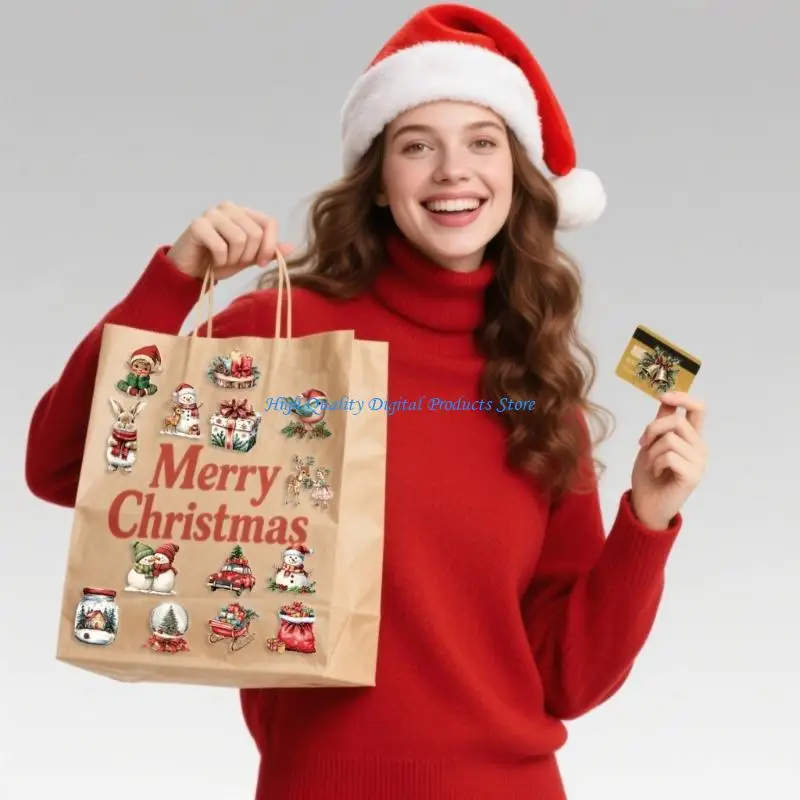 U2JEレトロスタイルのホリデーデカール50pcsクリア防水装飾ステッカー