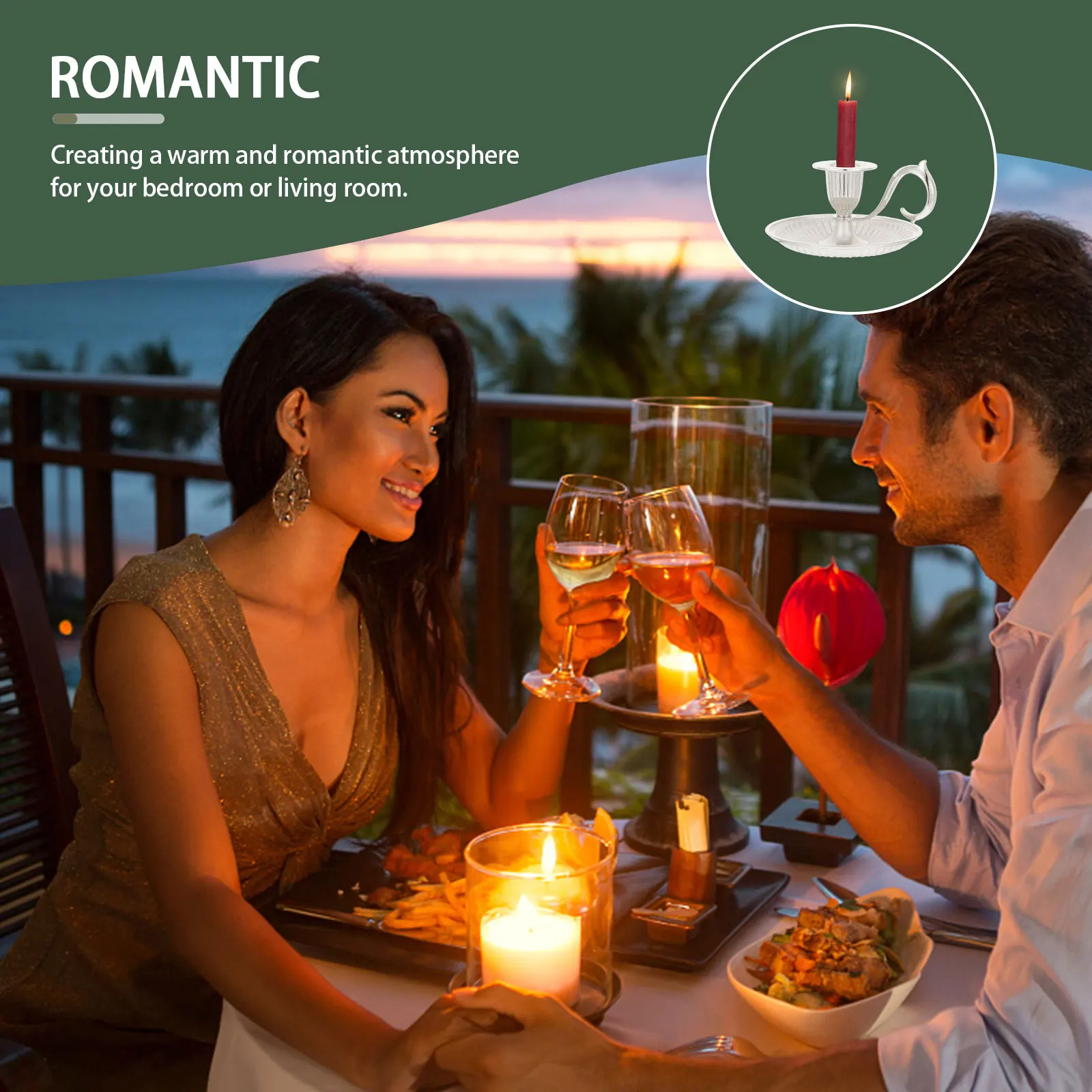 

Retro Taper Holder Metal Desktop Stand Beautifully Decorated for Special Occasions Wedding Parties