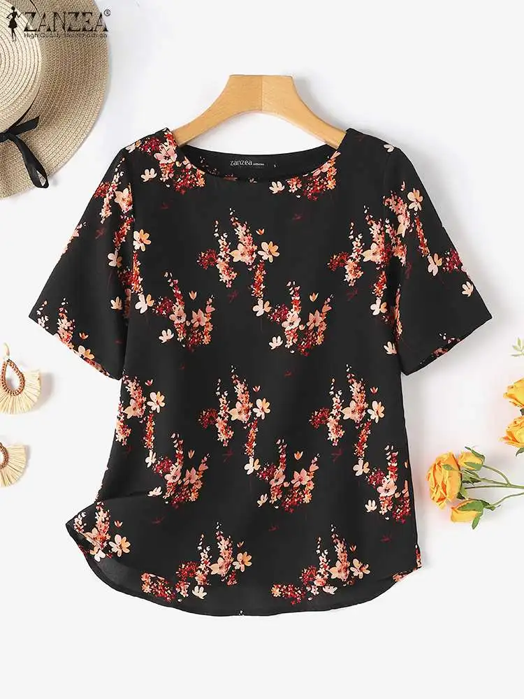 Vintage Holiday Tops ZANZEA Women Summer Floral Printed Blouse Bohemian Casual Party Beach Shirt Loose Retro Tunic Blusas Mujer