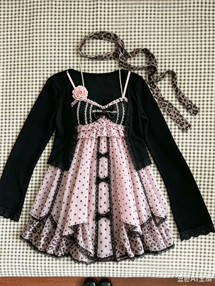 Koreanisches Dark-Fashion Hemdkleid für Damen mit Vorderseitiger Rüschenborte, Langen Ärmeln, Unregelmäßigem Saum, Lässigem Street-Style, Einteiliges Kleid