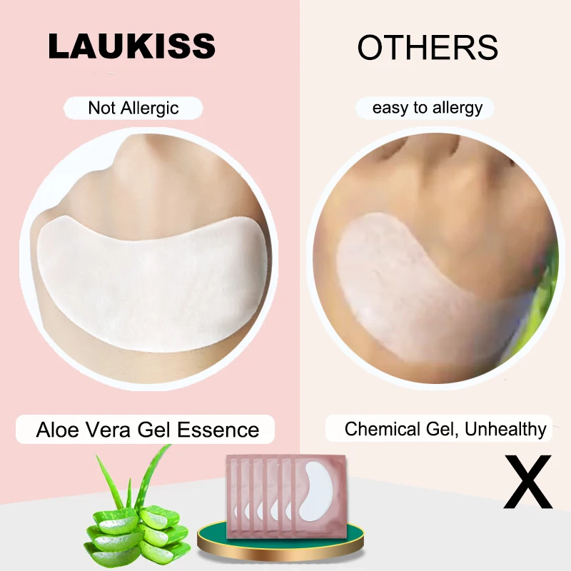 25/50/100 paires de patchs pour les yeux, coussinets sous les cils pour la pose de faux cils, patchs en papier hydrogel, autocollants sans peluches pour faux cils LAUKISS