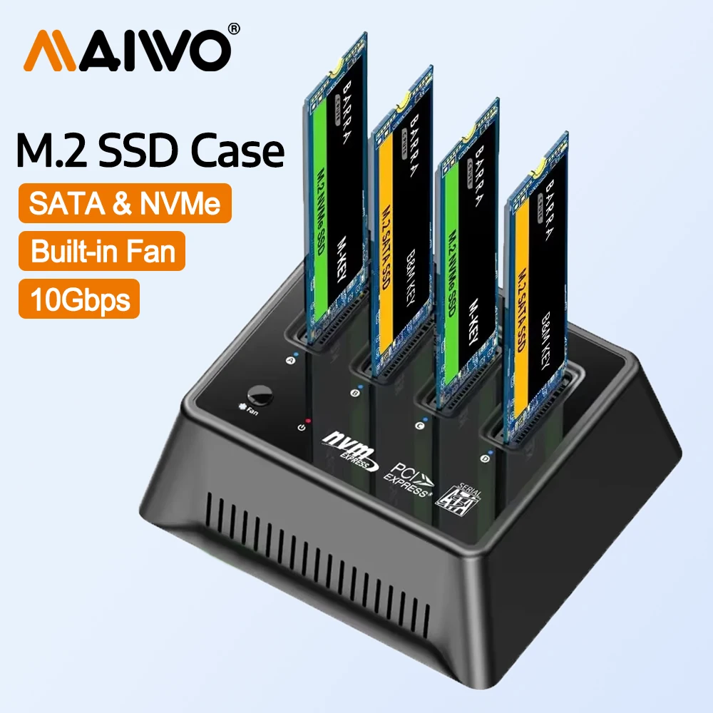 

MAIWO 4 Bay M.2 NVMe/SATA SSD Case 10 Гбит/с для M2 SSD Enclosure Адаптер USB3.2 Gen2 USB C Док-станция Поддержка ключа M и ключа B+M