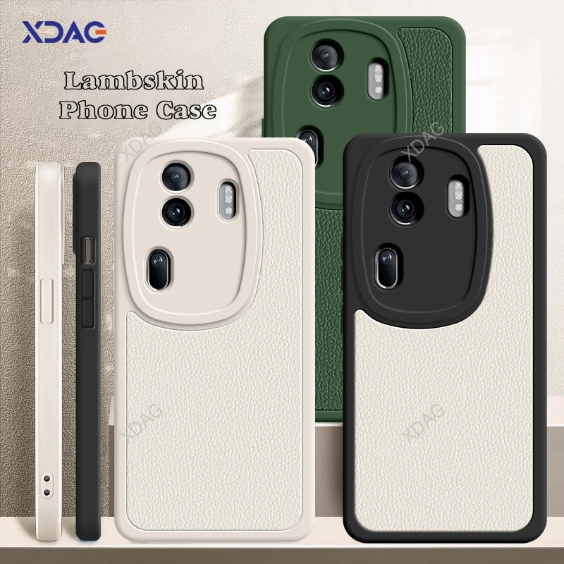 

Lambskin Classic Square Phone Case for OPPO Reno11 Reno 11 Pro 11Pro Soft Original Camera Protection Leather Back Cover Carcasas