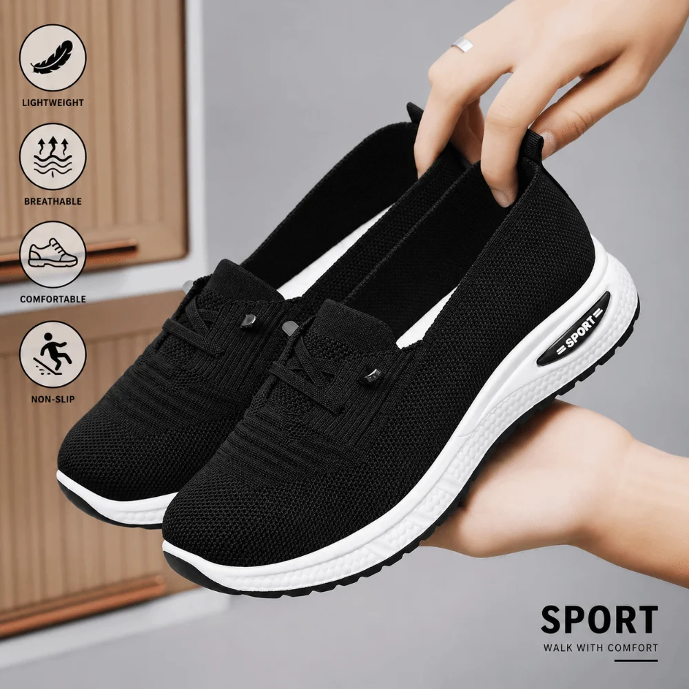 Breathable Women's Walking Shoes Mesh Holes Comfort Casual Sneakers Lightweight Non-slip Slip on Sneakers Travel Outdoor Home