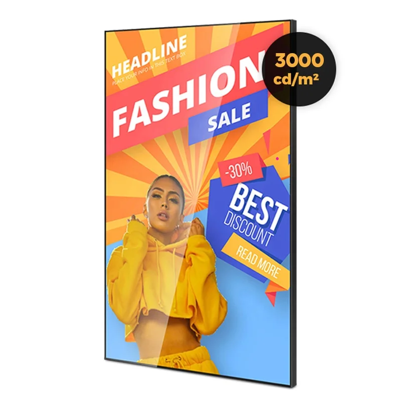 3500 3000 2500 شمعة المتر المربع نافذة شاشة ديجيتال سطوع عالية ضوء الشمس لوحة قابلة للقراءة LCD نافذة عرض الدعائم