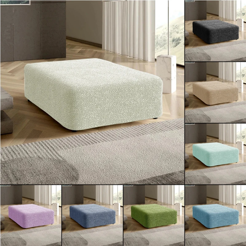 Microfibra Collection Ottoman Cover Stool Cover Pouf Slipcover Stretch Furniture Protector Soft Polyester Fabric Slipcover