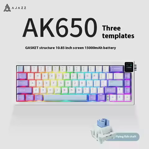 AJAZZ AK650 Mechanical Keyboard Tri-mode Wireless Bluetooth Hot Swap Gasket with Screen Custom Gaming Keyboard PC Laptop