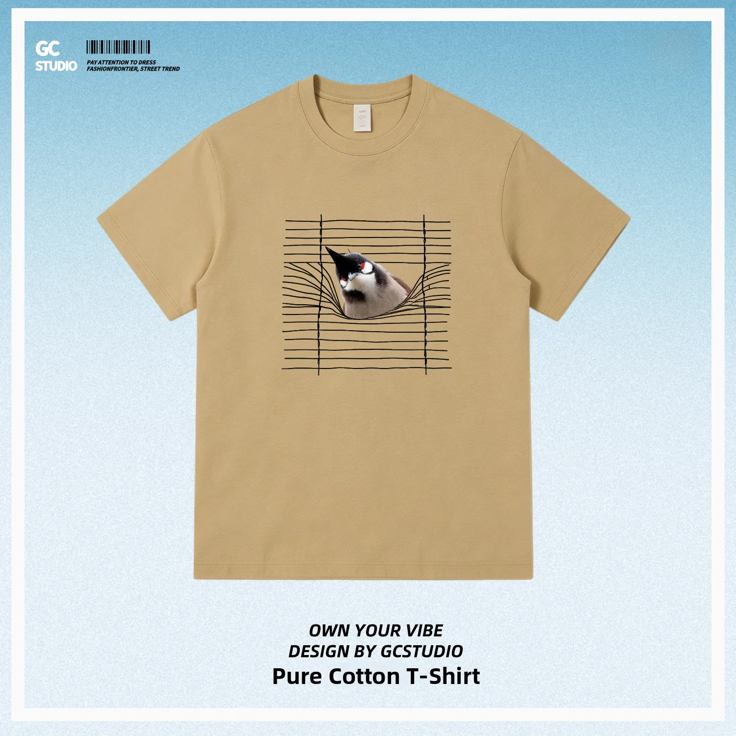 Pure Cotton Short Sleeve T-Shirt Unisex Loose Fit Bird Watching Fun Casual round Neck Print Top for Men And Women