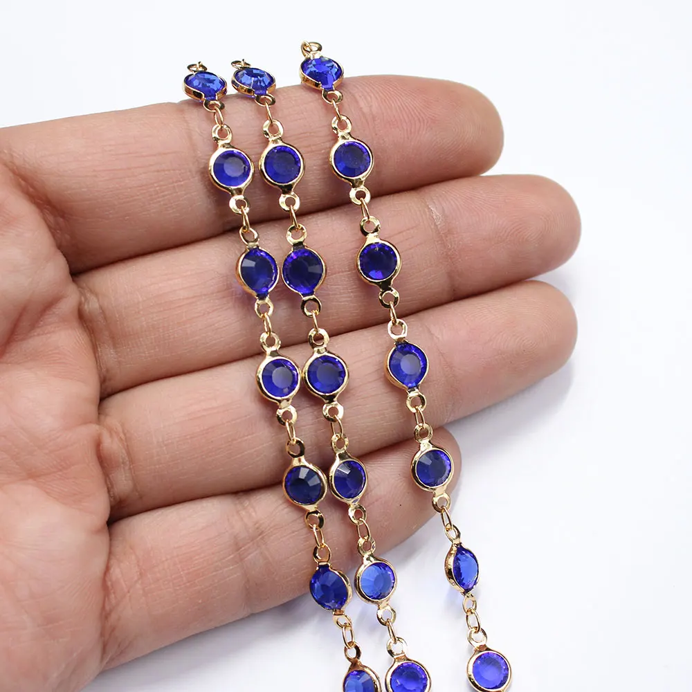 

APDGG 5 Meters Blue Crystal Copper Rosary Chain Necklace Jewelry making accessories
