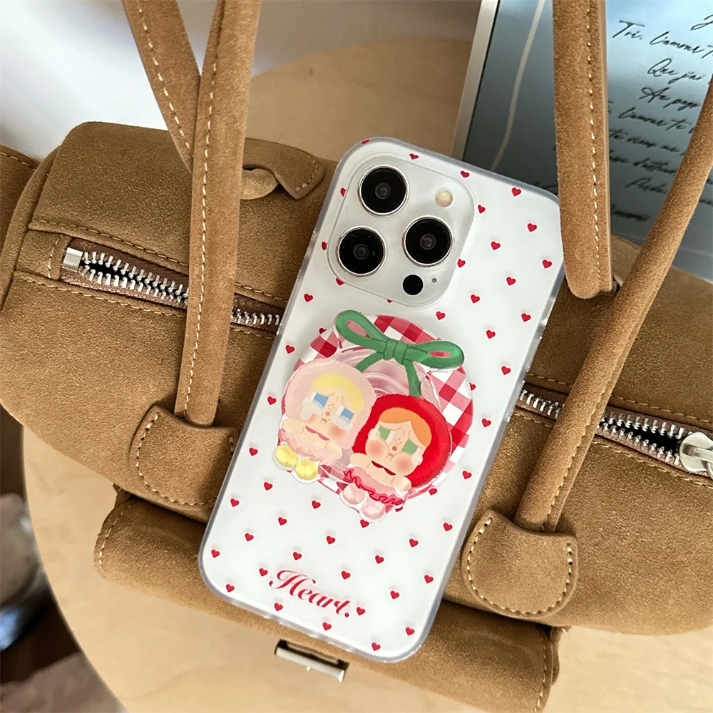 

Korean INS simple love cartoon magnetic stand protective case for iPhone 13 14 15 16 Pro Max Funda Holder shockproof case 15 Pro
