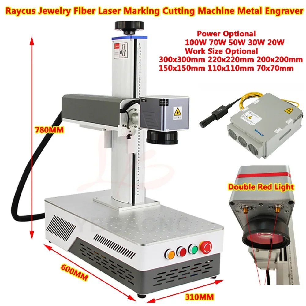 

Jewelry Fiber Laser Marking Cutting Machine 100W 70W 50W Raycus Silver Gold Metal Engraver Cutter 30W Double Red Light Desktop