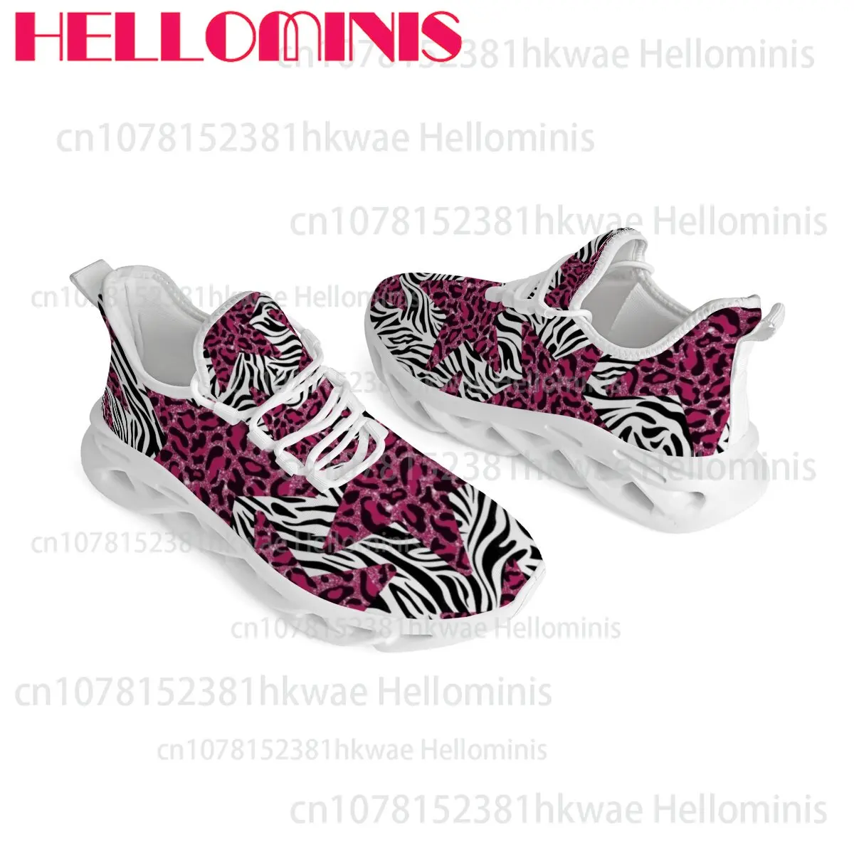 Zebra Print Animal Star Print Adult Sole Breathable Mesh Casual Running Footwear Easy To Wear Unisex Low Top Trendy Sneakers