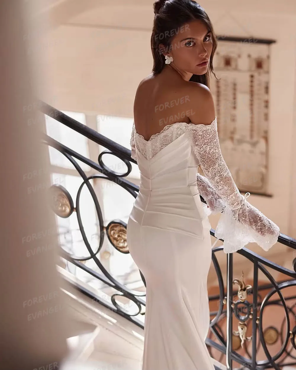 Robe De mariée sirène De luxe, Sexy, manches longues, dentelle, épaules dénudées, dos nu, personnalisée, 2026