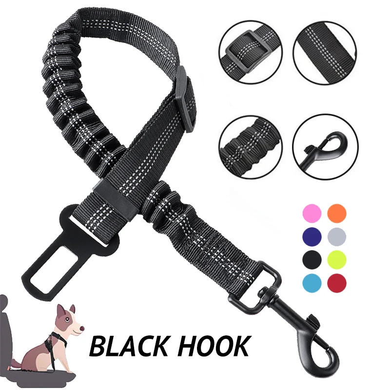 Reflective Dog Seat Belt Durable Car Safety Rope Adjustable Nylon Pet Elastic Travel for Small Large Dogs Lead Accessories