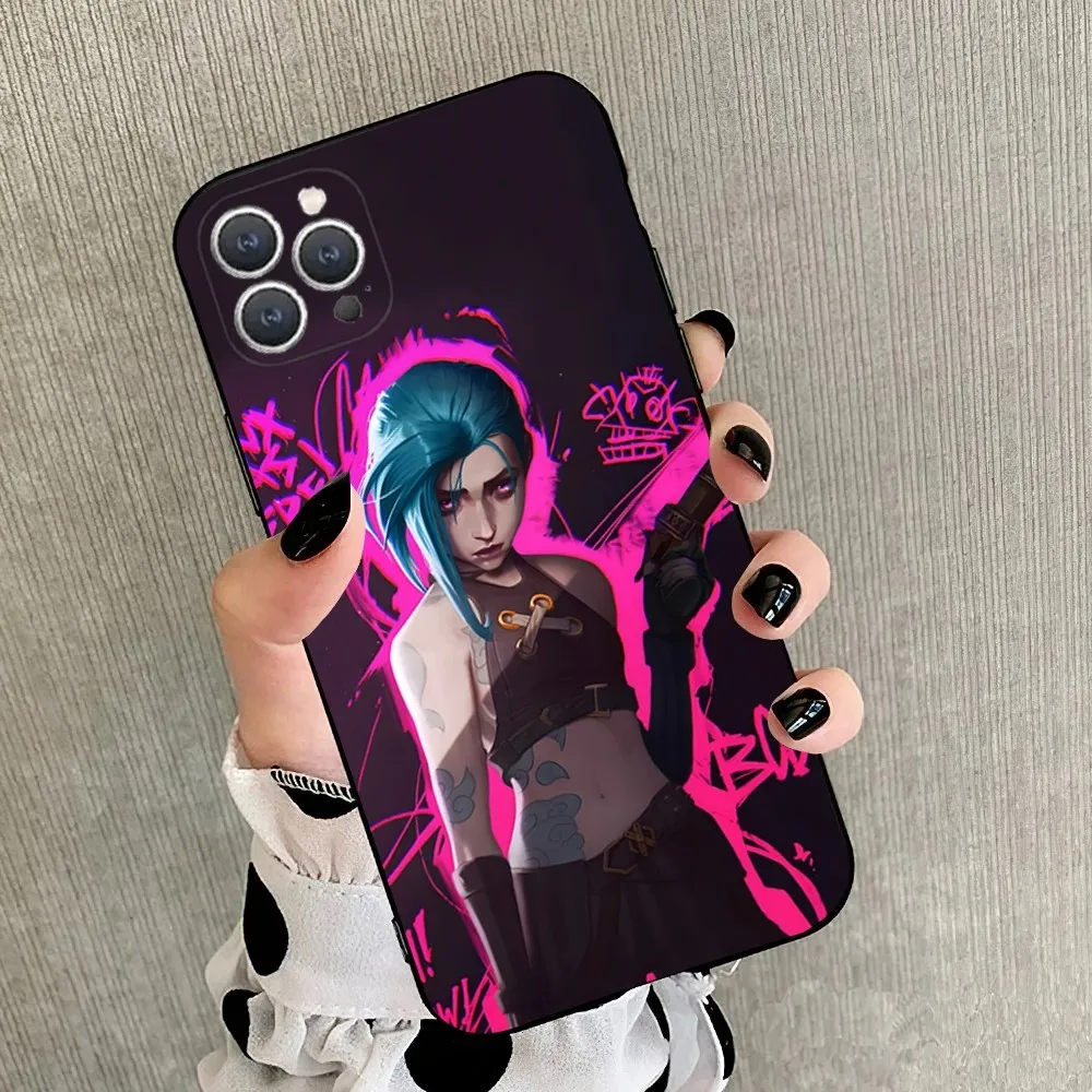 Anime Arcane Jinx Vi  Phone Case For iPhone 15,14,13,12,11,Plus,Pro Max,XS,X,XR,SE,Mini,8,7 Soft Silicone Black Cover