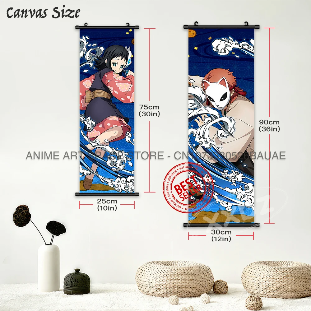 Demon Slayer Hanging Painting Canvas Home Decor Anime Poster Tanjirou Scrolls Pictures Bedside Background Kawaii Nezuko Wall Art