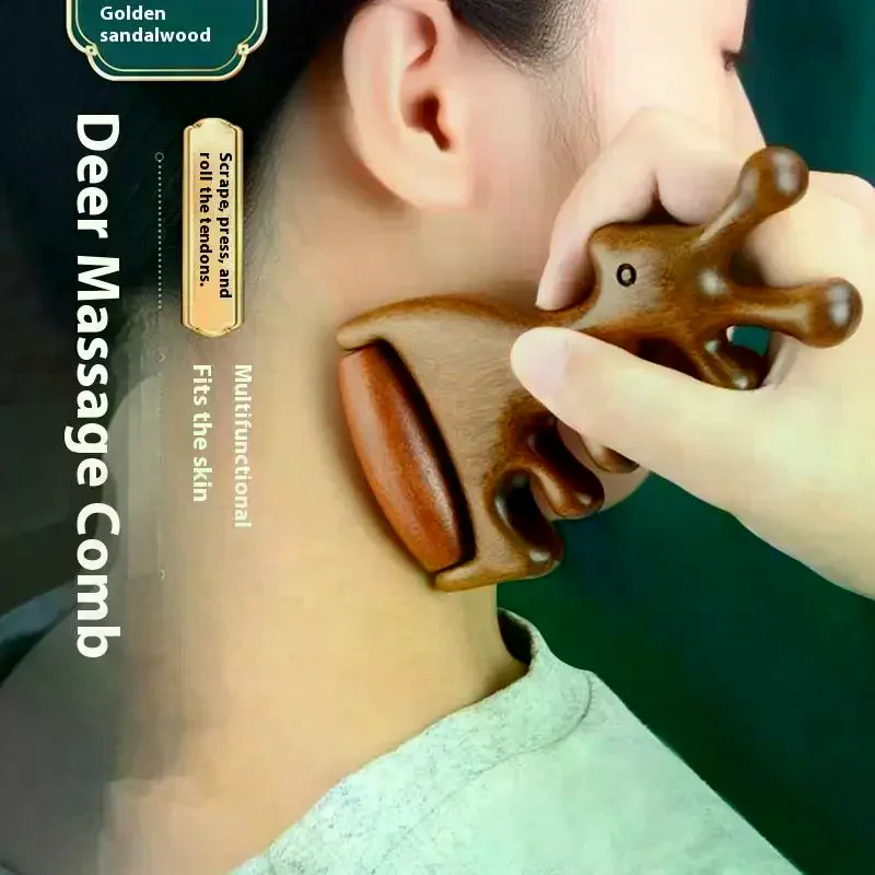 

Wooden Massage Comb Head Meridian Scalp Combs Face Eye Shoulder Neck Scraping Treatment Hair Loss Anti-Static Wide Tooth Comb