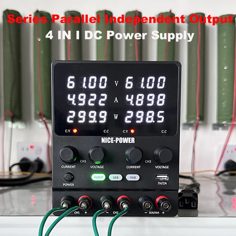 

NICE-POWER Dual output DC Power Supply, 4 in 1 adjustable bench power supply,Independent Series Parallel Output 0-240V 0- 20A
