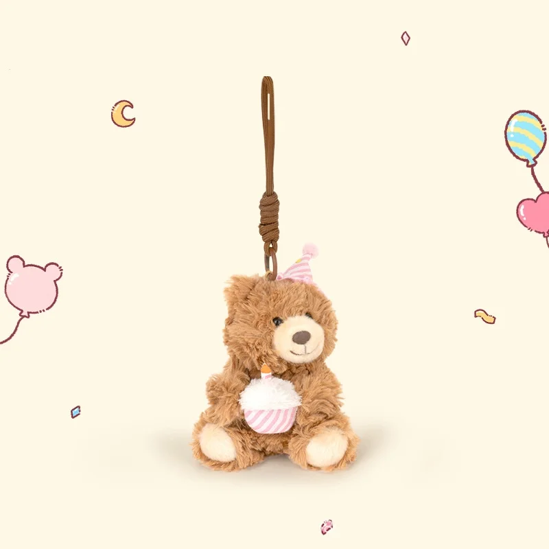 12 cm mooie verjaardag hoeden teddybeer knuffel anime knuffels sleutelhangers kleine hanger rugzak ophangingen voor kinderen