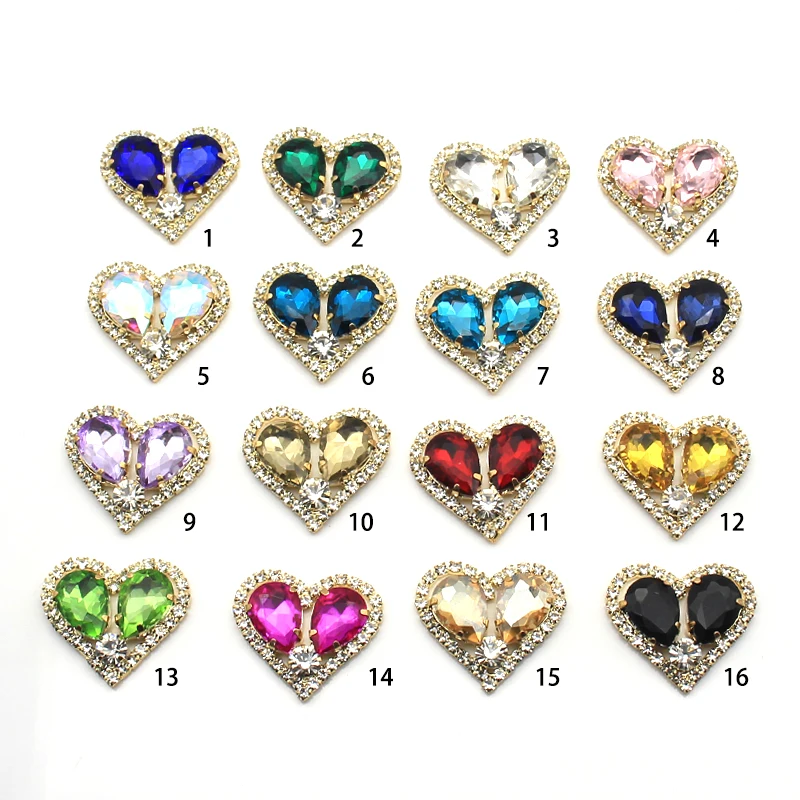 10/PCS 28 * 25MM Heart-Shape Glitterrhinestones Room Decor  Hair Accessories Hair Bow Handicrafts Bride Clothing Accessories