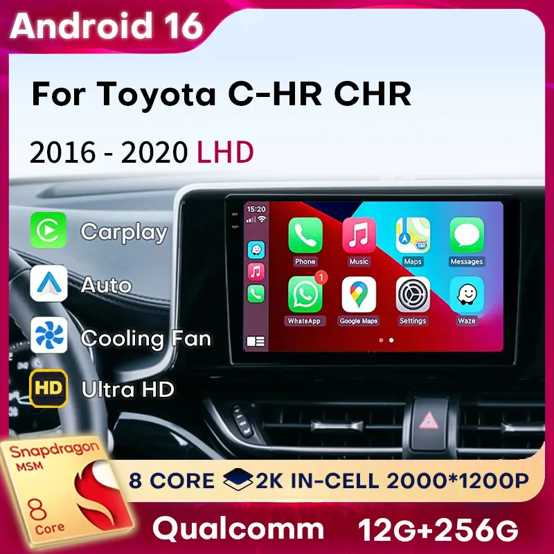 

Android 16 Carplay For Toyota C-HR CHR 2016 - 2020 LHD Head Unit Stereo Audio Video Player Auto Car Radio Multimedia WIFI DSP BT