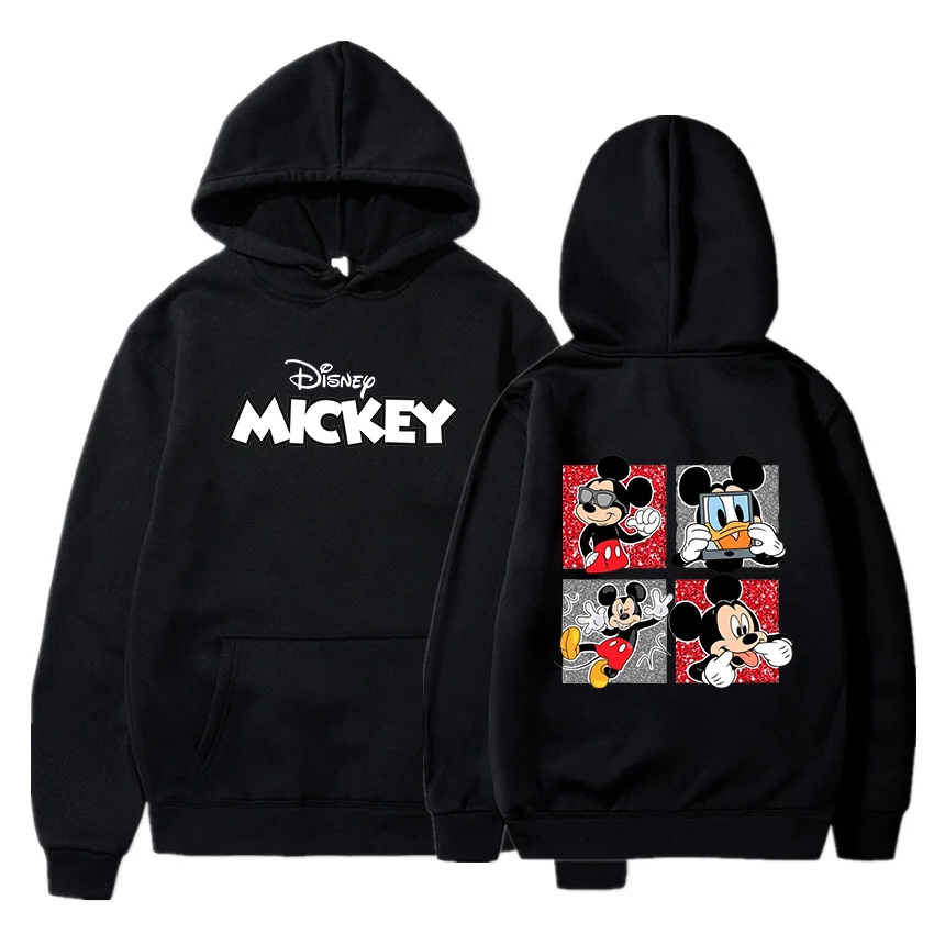 Sudadera con capucha de Mickey Minnie Mouse para hombre y mujer, sudadera de Color sólido, sudaderas con capucha con bolsillo, jerséis informales de moda para deportes y Fitness