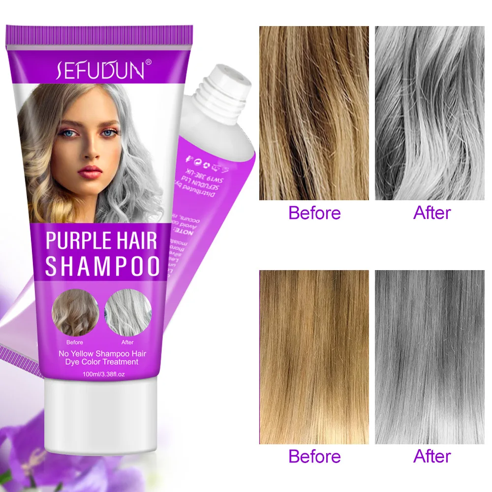 Blonde Purple Hair Bleaching Shampoo For Silver Ash Gray Removes Yellow Brassy Tones Blonde Bleached Hair Shampoo Hair Dye 100ml