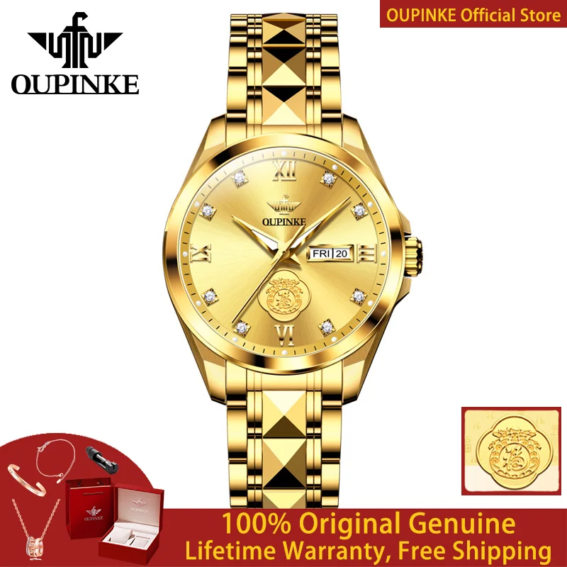 

OUPINKE 3305 Real Gold Diamond Women Watch Luxury All Automatic Mechanical Watch Tungsten Steel Waterproof Sapphire Women Watch