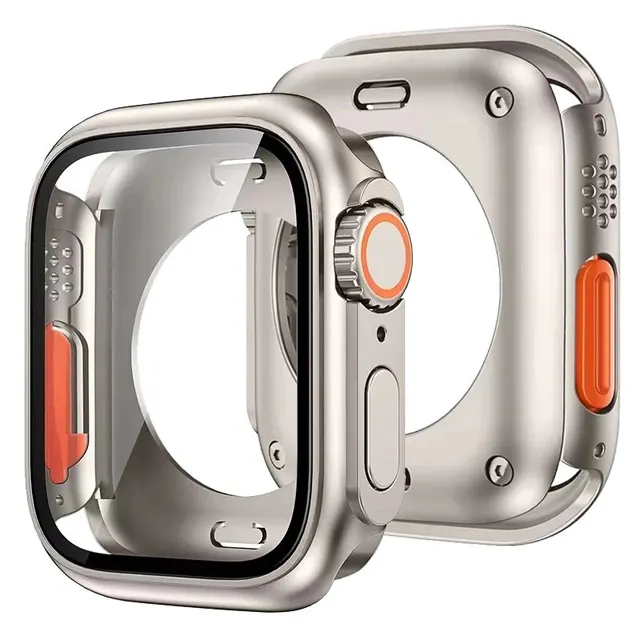 Zmień na Ultra Screen Protector Cover dla Apple Watch 46mm 40/44mm 45mm 41mm Hard PC Front Rear Bumper Case IWatch 10 9 8 7 6SE