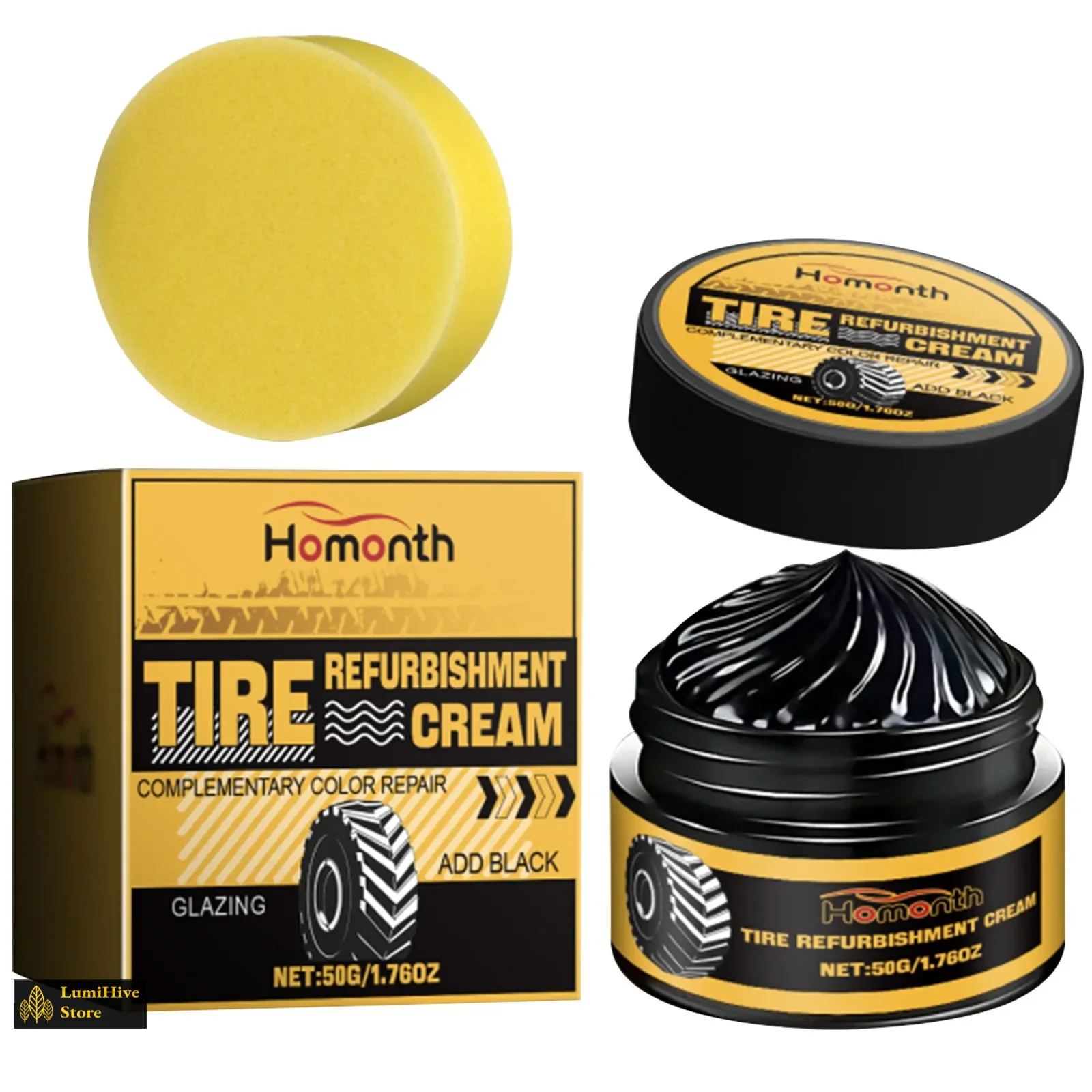 

Tire Gloss Restoration Paste | 100g Tire Shine & Color Reviver | Water-Resistant Formula for Long-Lasting Wheel Protection