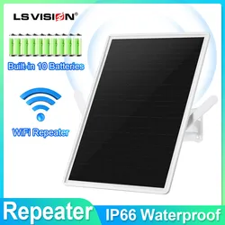 LS VISION Solar Powered WiFi Extender Signal Booster Outdoor Waterproof, Extends Coverage Up to 500ft Compatible with 2.4G WiFi