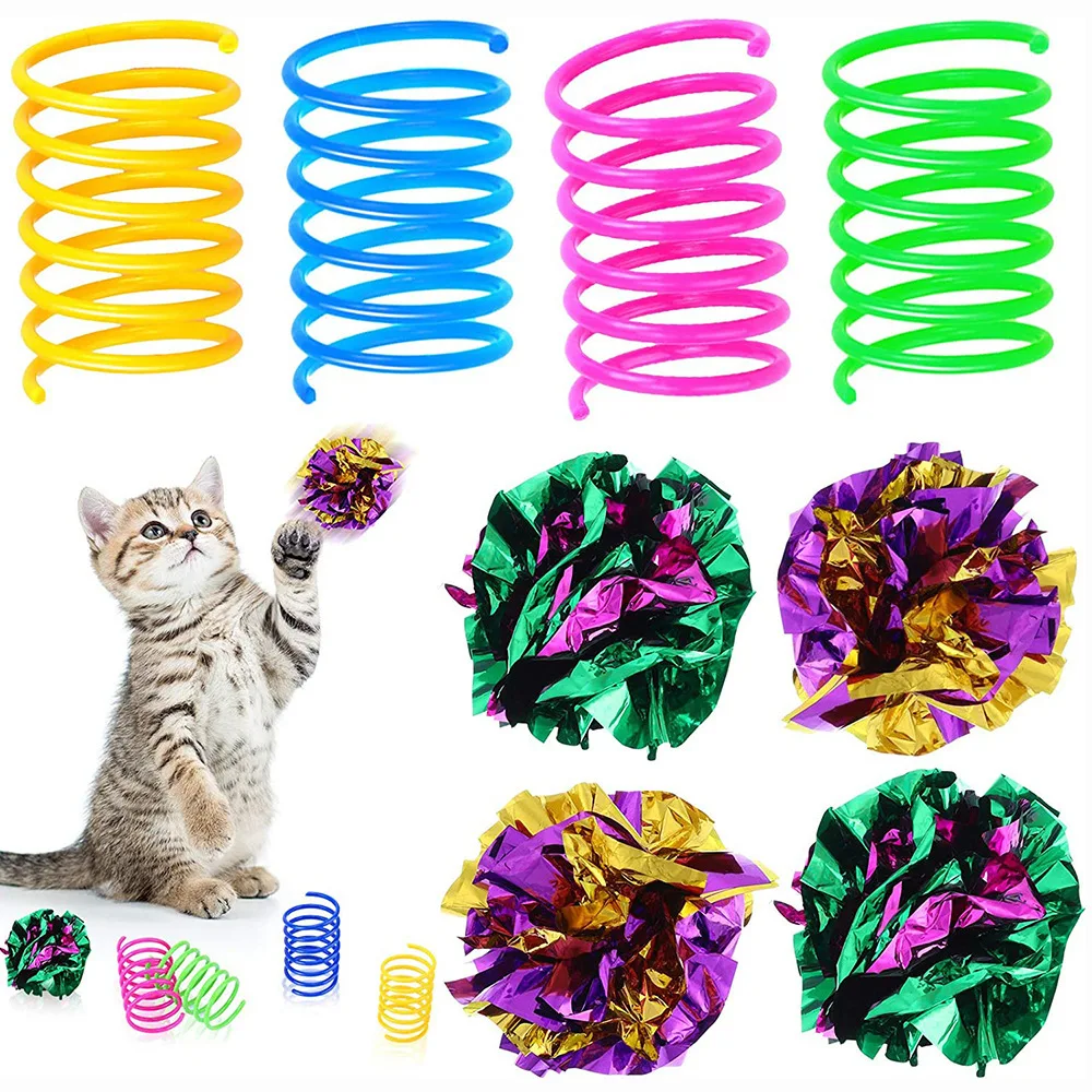 

14 Pack Spring Paper Hair Ball Cat Toy Set Cat Toy Interactive Pet Products for Cat Toys Pet Accessories