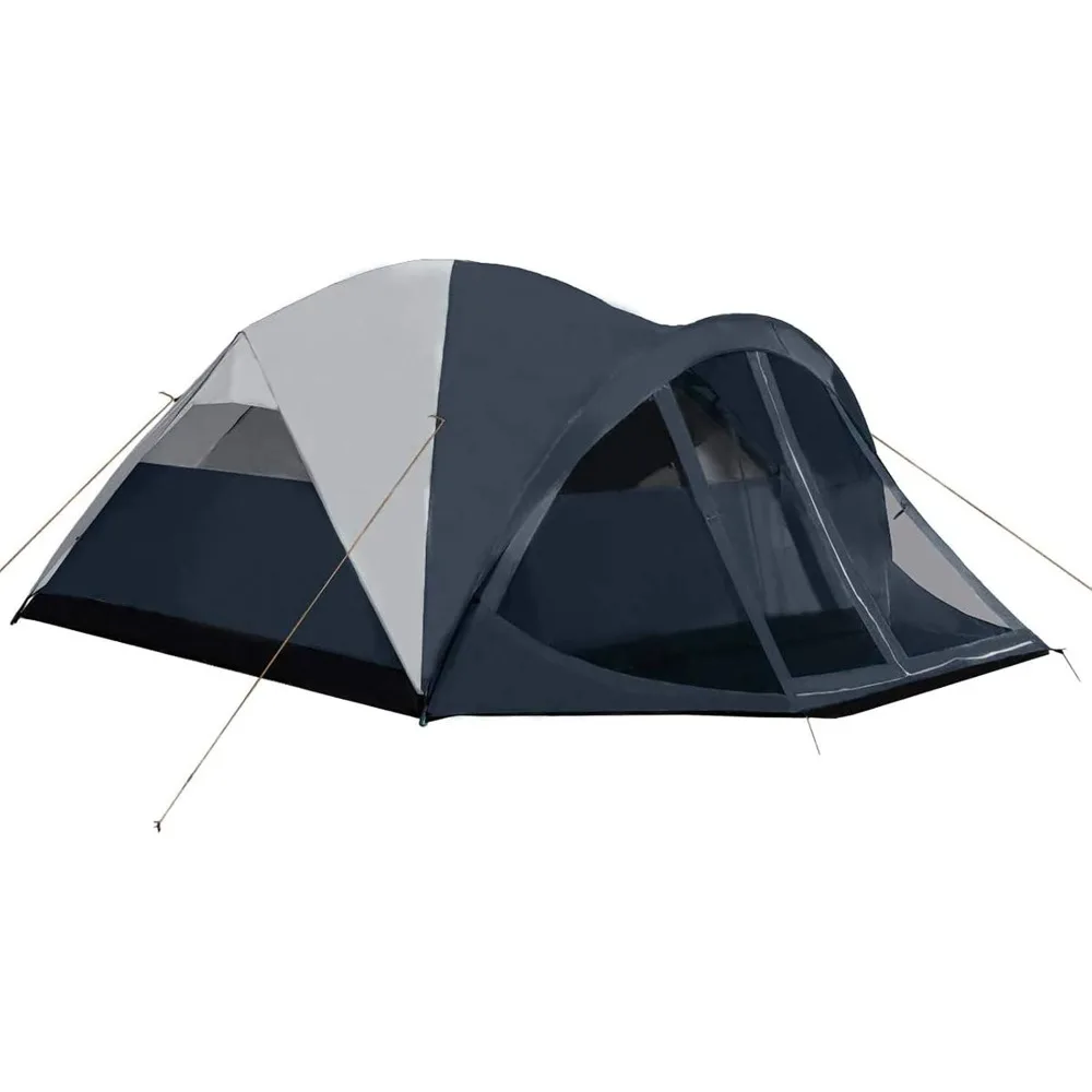 

6 Person Dome Tent w/ Removable Rain Fly and Screen Room, Water Resistant - Navy/Gray