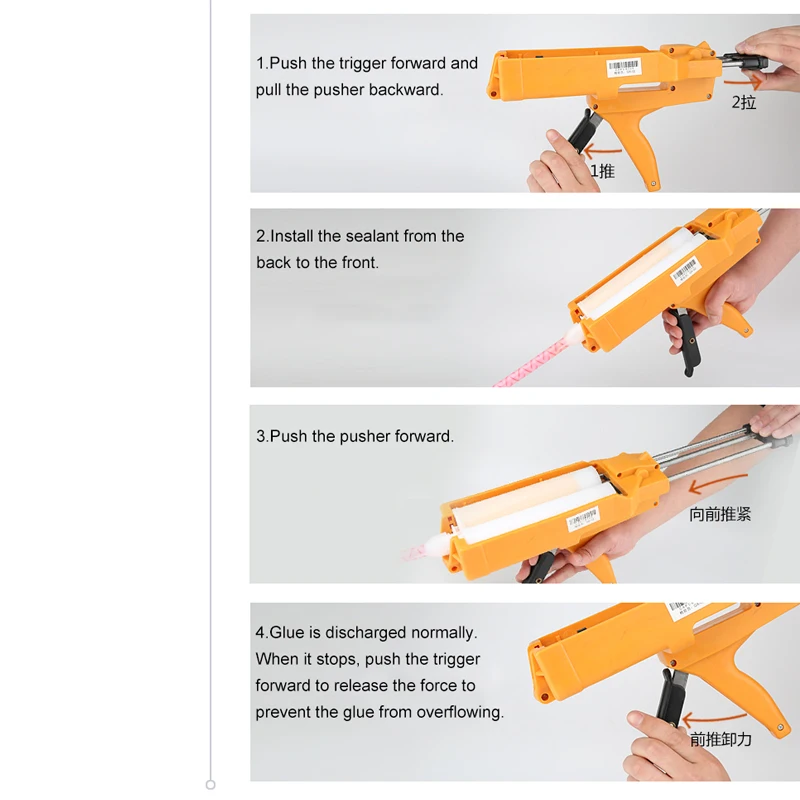 Červená epoxidová pistole 400 ml 1:1 double-group manuál lepidlo pistole, použitý pro domácí spravit z keramika dlážděná kloub caulking gun.