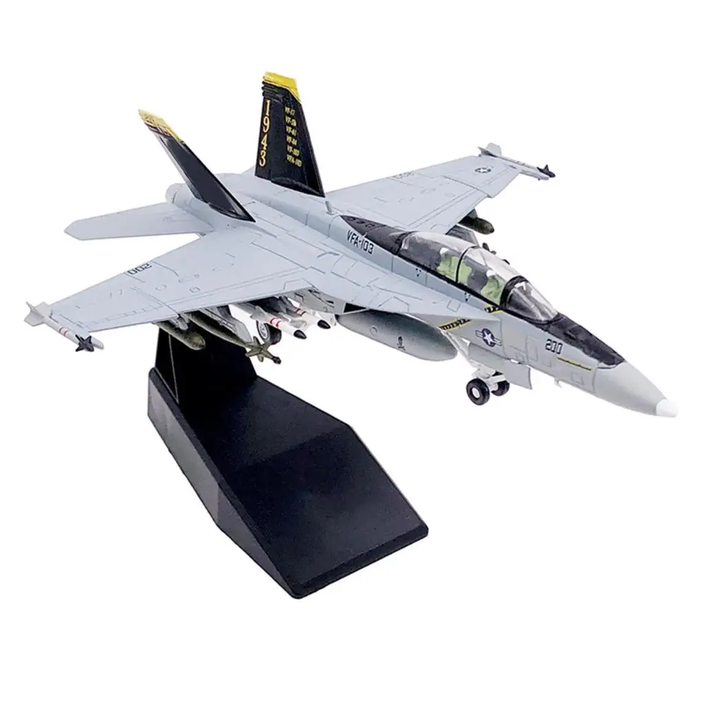 1/100 FA-18F Alloy Fighter Miniature Aircraft Airplane Model with Stand Base Plane Figure For Home Office Living Room Decoration