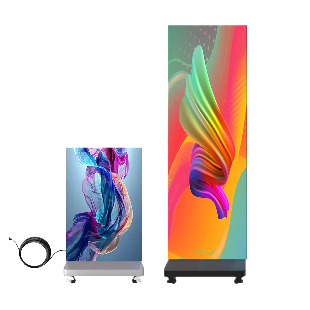 High Refresh Rate Moveable Poster LED Screen Foldable P1.25 Wall Mount LED Video Wall HDR10 1000cd Brightness WiFi Display