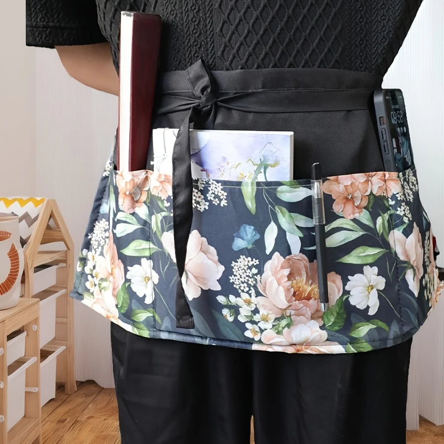 Half Waist Apron Polyester Waterproof And Stain Resistant With 3 Pockets Restaurant Cafe  Apron Waiter